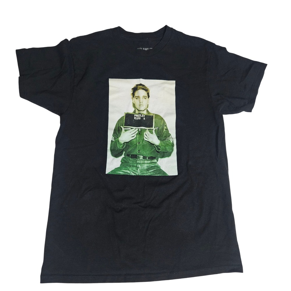 Elvis Presley Mugshot Graphic T-Shirt Mens Medium Black Cotton 2023 ABG EPE LLC